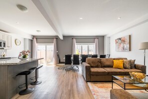 TV, fireplace, video library