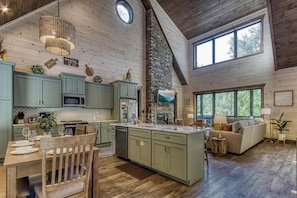 Fridge, microwave, oven, stovetop - *New 2022 Cabin w/ POOL! Hot Tub + Near TOWN!* (Pigeon Forge)