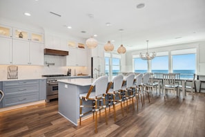 Fridge, microwave, oven, stovetop - Ollie's Point: Spectacular Oceanfront Home With Pool and Elevator (Oak Island)