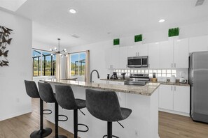 Microwave, dishwasher, high chair