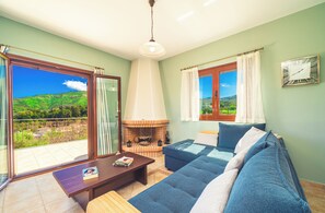 Villa | Living area | Fireplace - Richmond Villa - Serene Greek Escape (Kefalonia)