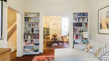 Family Chalet | Living area | 65-inch Smart TV with cable channels, fireplace, computer