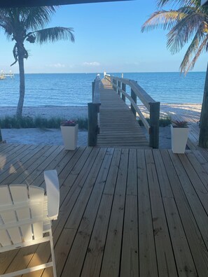 On the beach, sun-loungers, beach towels