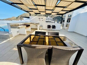 Outdoor dining - Brand new spacious 1 Bedroom 1 bathroom condo in Cabo San Lucas! (Cabo San Lucas)