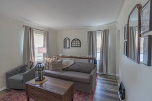 Smart TV, fireplace, foosball, table tennis