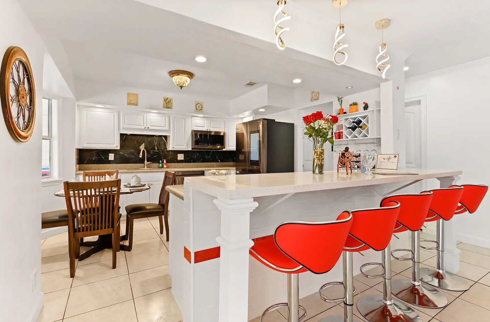 Fridge, microwave, oven, dishwasher