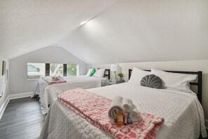 4 bedrooms, iron/ironing board, travel cot, WiFi