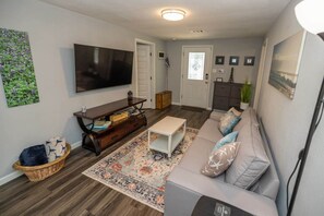 Living area - Cottage ATX | 3BR • GFiber WiFi • Keep Austin Cozy (Austin)