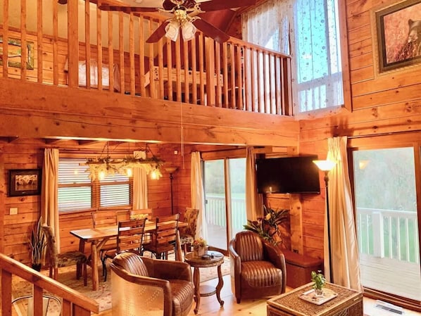 TV, fireplace, video games, table football