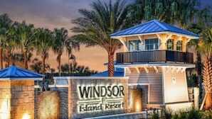 A resort with a prominent sign reading "Windsor Island Resort."