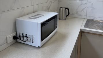Microwave, oven, stovetop, electric kettle