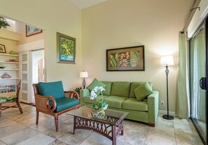 Condo, Multiple Beds, Patio, Ocean View (J1) | Living area - Sealodge J1 (Princeville)