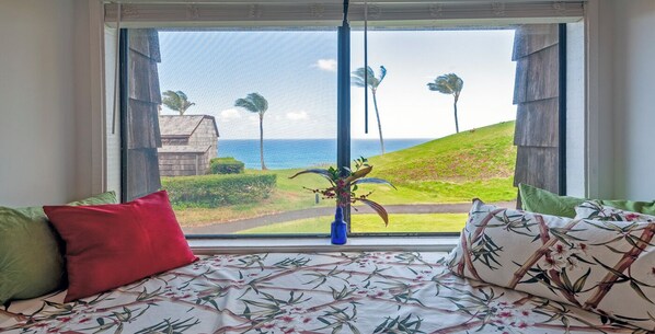 Apartment, 1 Queen-Bett und Schlafsofa, Terrasse, Meerblick ( B6) | Wohnbereich