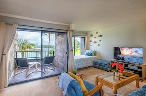 Condo, Multiple Beds, Balcony, Ocean View (E7) | Living area - Sealodge E7 (Princeville)