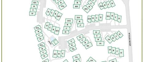 A layout of Puamana Kauai with numbered blocks indicating room or unit positions.