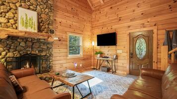 TV, fireplace, DVD player, foosball