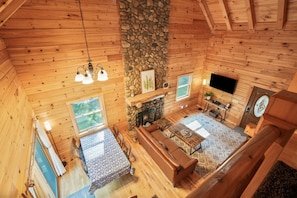 TV, fireplace, DVD player, table football - The Hidden Gem | Hocking Hills, Log Cabin, Hot Tub (Logan)