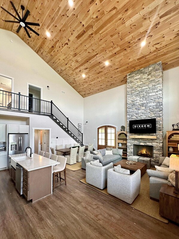 TV, fireplace, video games, books