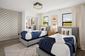 6 habitaciones, escritorio y tabla de planchar con plancha 
