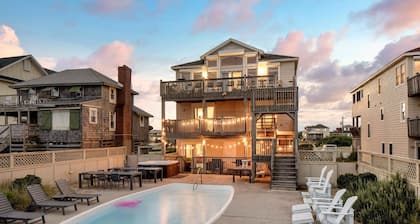 Sleeps 28 | Beachfront w/ Pool, Hot Tub, Game Room | Atlantic Watch by AvantStay