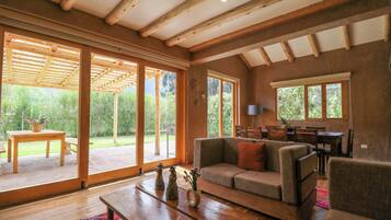 Televisio, takka, työhuone