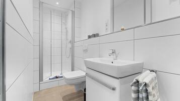 Dusche, Haartrockner, Handtücher