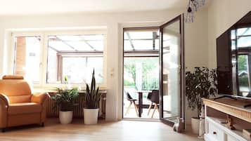 Smart-TV, Kamin, Bücher