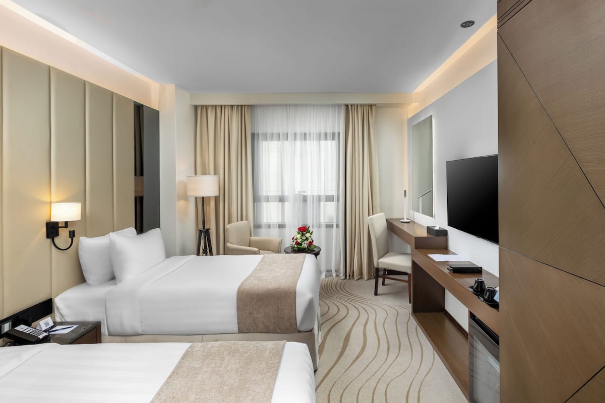 In-room safe, desk, laptop workspace, blackout drapes