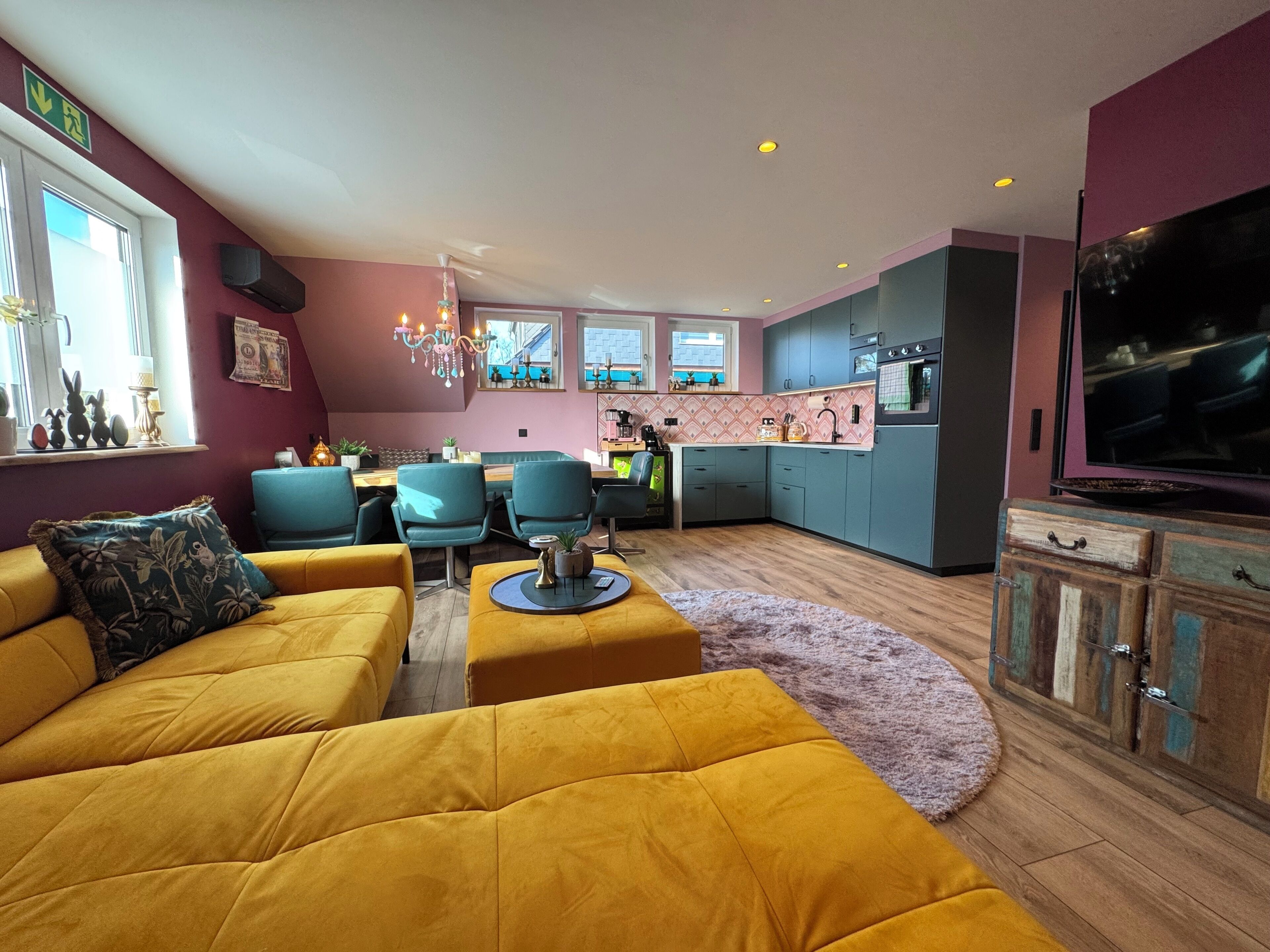 Family Condo | Living area | 60-inch Smart TV with satellite channels, Netflix, toys