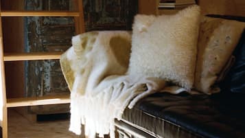 Cabin | Living area | TV, fireplace