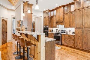 Fridge, microwave, oven, stovetop - Hot Tub, Game Room & Fire Pit | 5BR Hendersonville + Biltmore Pass (Hendersonville)