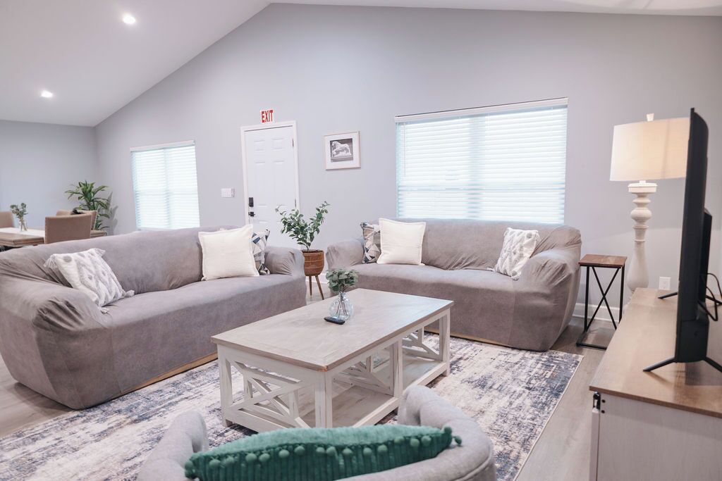 Smart TV, chimenea y libros 