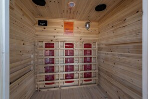Inside the private infrared cedar sauna, a serene spot to recharge