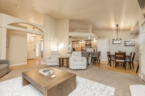 Smart TV, fireplace, offices, printers