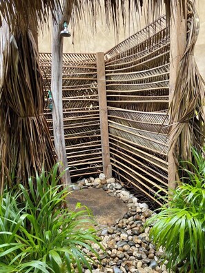 Basic Cabin, Patio, Courtyard View | Bathroom shower - Casa Areka (Brisas de Zicatela)