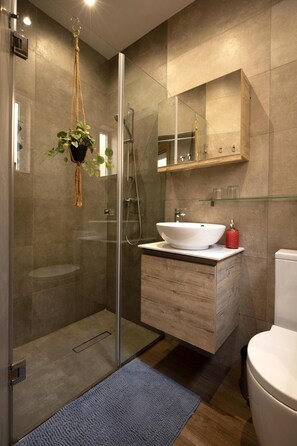 Dusche, Haartrockner, Handtücher