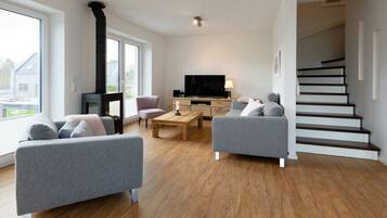 TV, fireplace