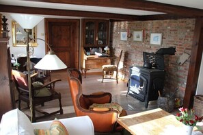 Smart TV, chimenea, reproductor de DVD y estéreo