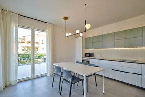 Fridge, microwave, dishwasher, electric kettle