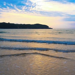 On the beach, white sand