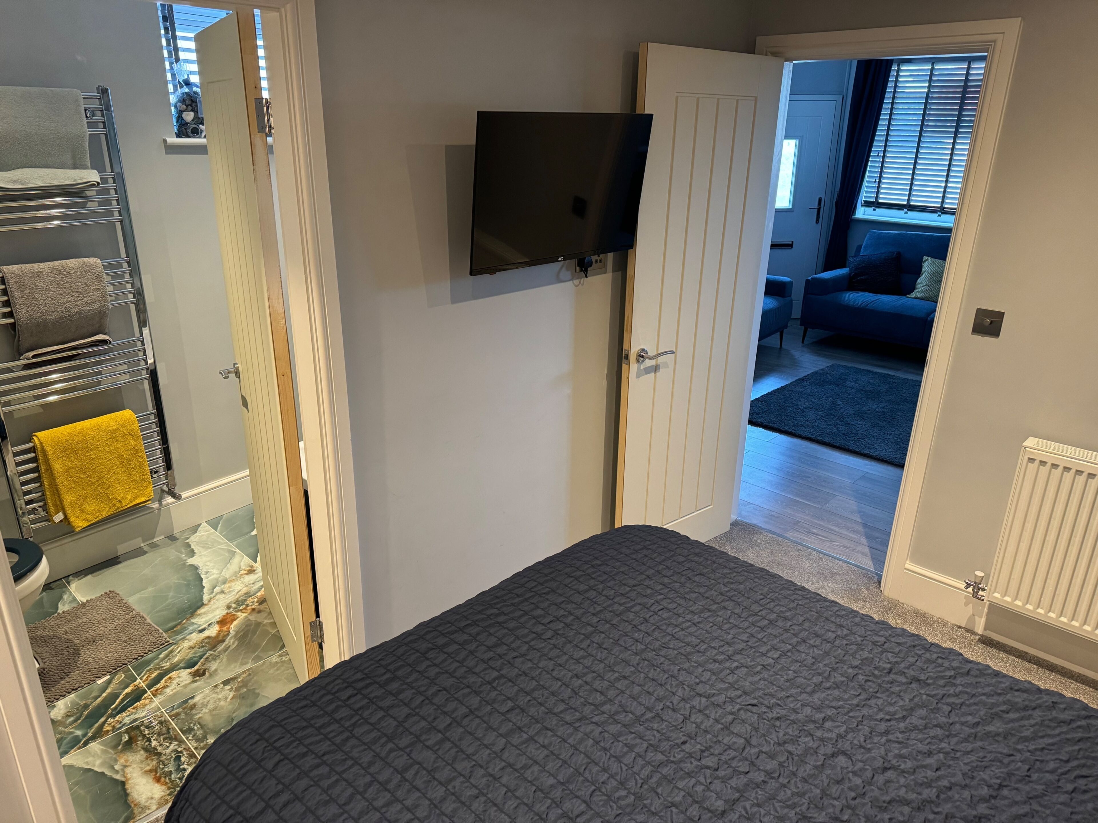 Apartemen | 1 kamar tidur, setrika/meja setrika, Wi-Fi gratis, dan seprai linen