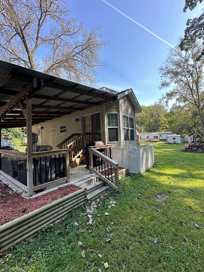 1 bedroom, 2 loft Park Model in campground in Marquette, Iowa. 