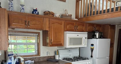 1 bedroom, 2 loft Park Model in campground in Marquette, Iowa.