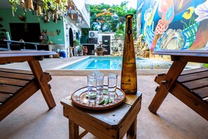 Deluxe Suite, Kitchen, Pool View | View from room - La Casa de Jardin (Isla Mujeres)