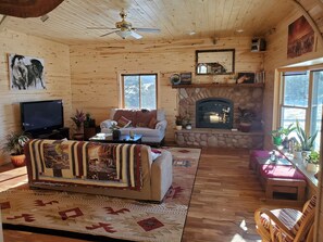 Télévision, lecteur de DVD, livres