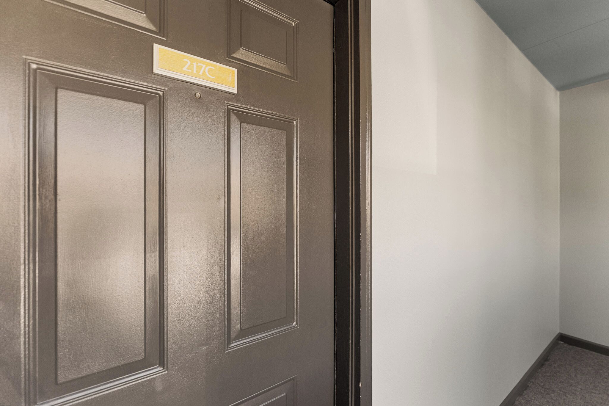 A closed door with a number plate reading "217C".