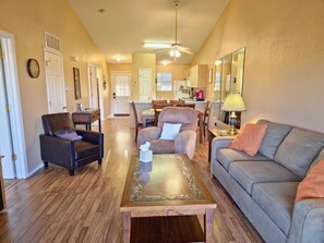 Smart TV, fireplace, DVD player
