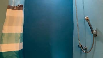 Regadera, toallas, papel de baño