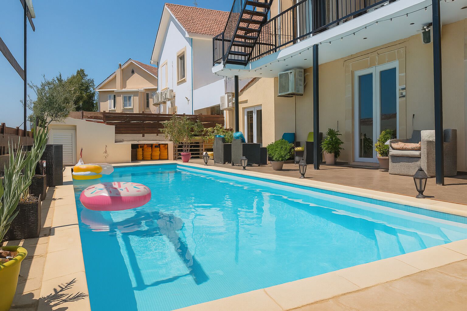 Una piscina al aire libre