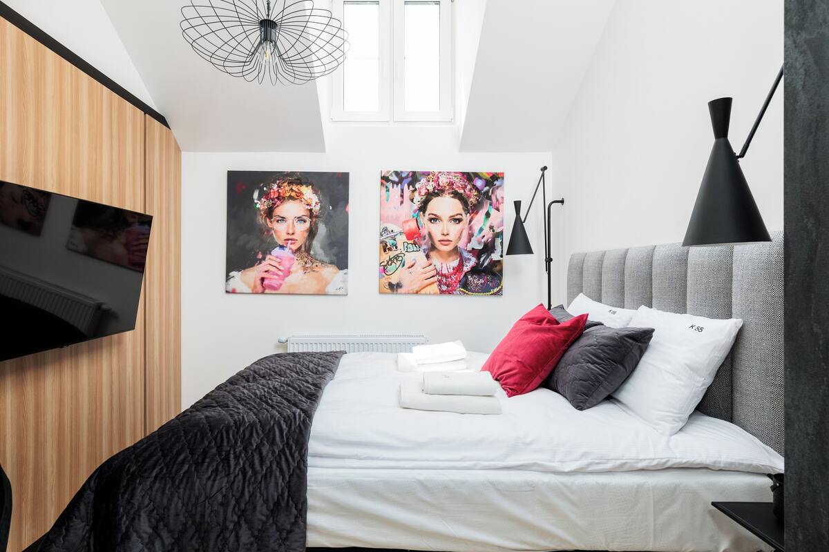 35B. Krowoderska 55 | 다리미/다리미판, 무료 WiFi, 침대 시트